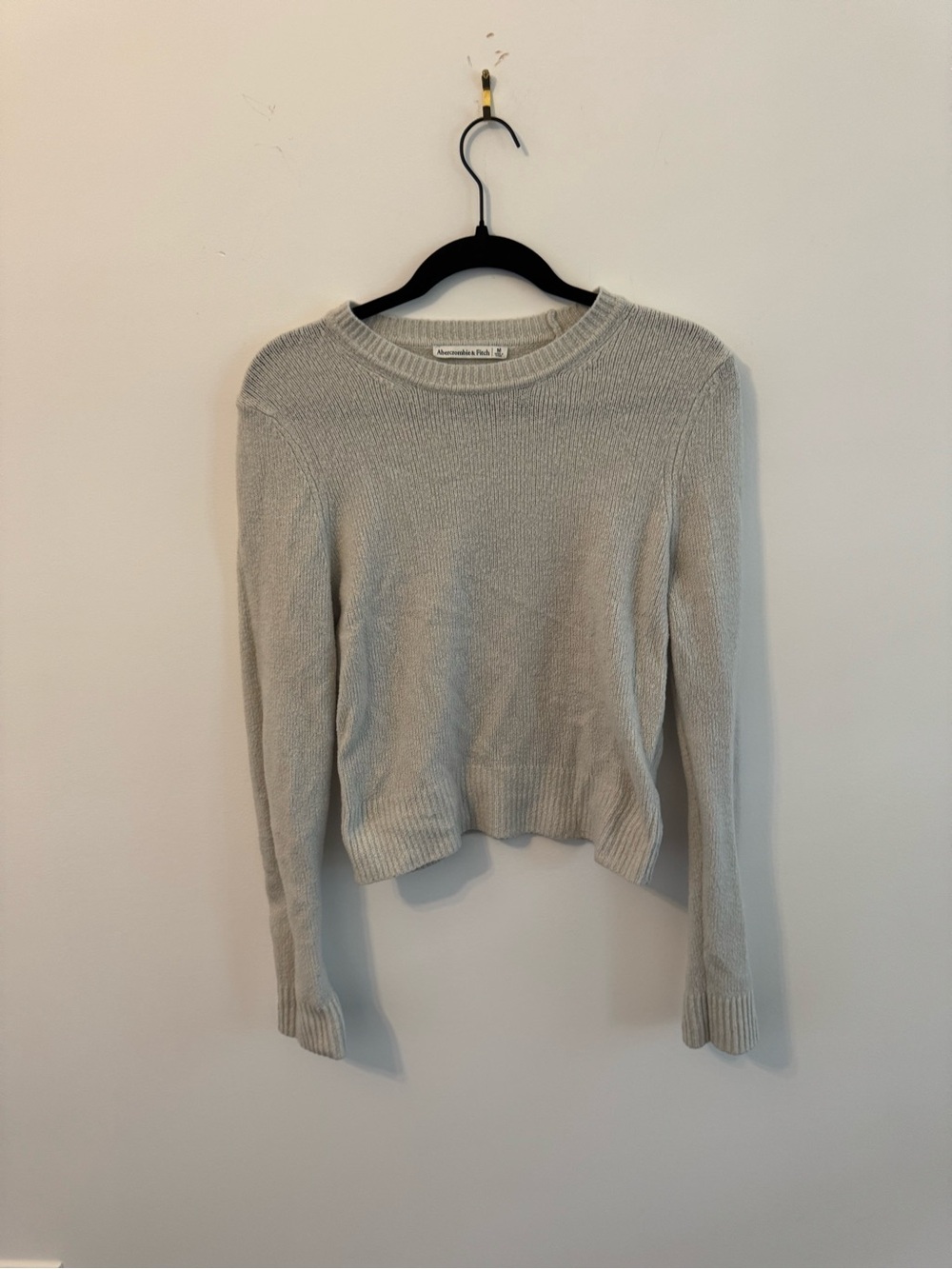 Size M Abercrombie & Fitch Beige Ribbed Crewneck Sweater
